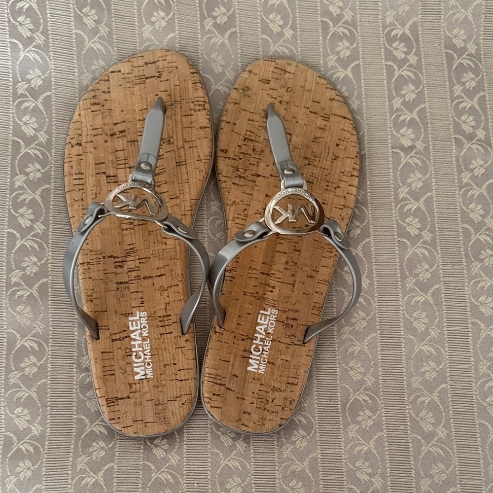 Michael Kors Silver and Brown Sandals